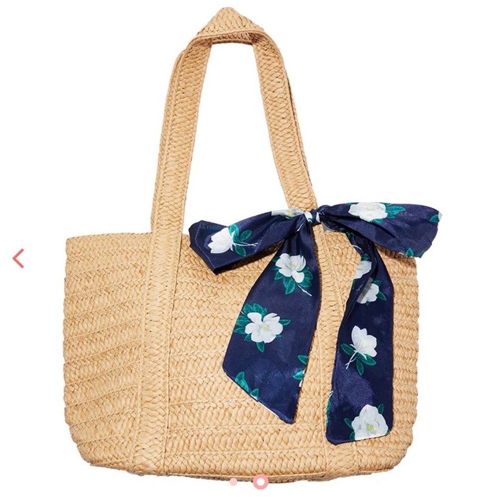 NWT DRAPER JAMES Straw Bag with Floral Scarf